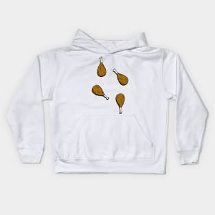 chicken drumsticks on blue Kids Hoodie